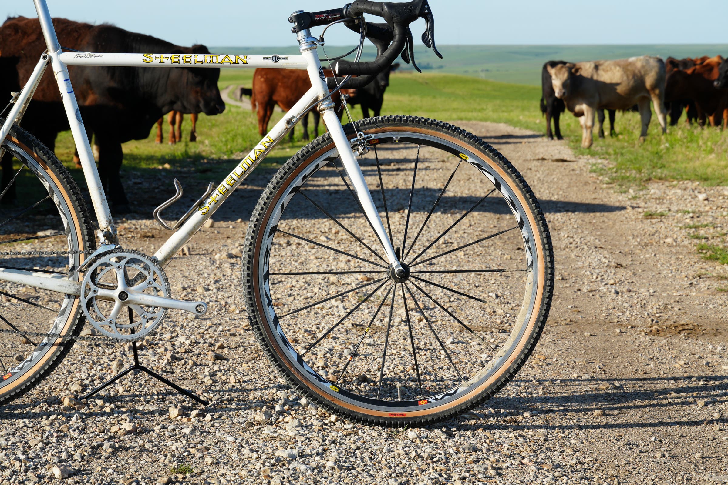 Detail Shot of the first bike to win Unbound Gravel, in 2006, Dan Hughes' Steelman cyclocross bike.