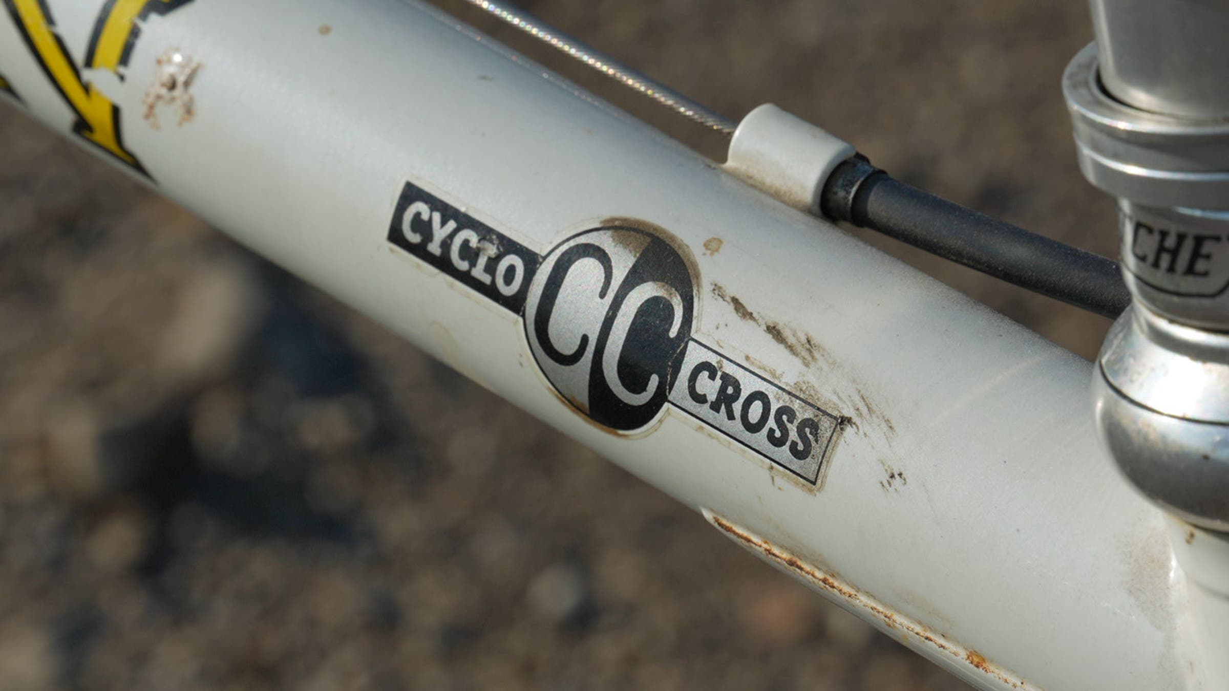 Detail Shot of the first bike to win Unbound Gravel, in 2006, Dan Hughes' Steelman cyclocross bike.