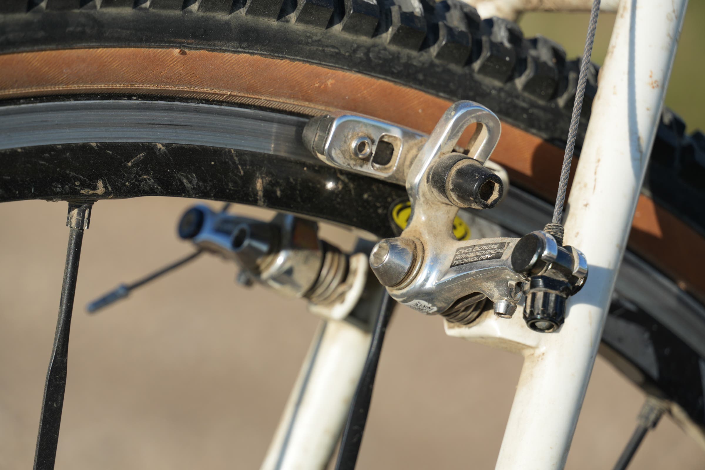 Detail Shot of the first bike to win Unbound Gravel, in 2006, Dan Hughes' Steelman cyclocross bike.