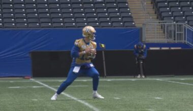 Winnipeg Blue Bombers quarterback Taylor Elgersma hits field for rookie camp - Winnipeg