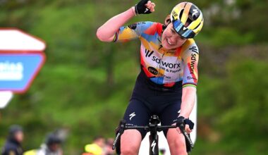 NAVA, SPAIN - MAY 08: Anna van der Breggen of Netherlands and Team SD Worx - Protime celebrates at finish line as stage winner during the 12th La Vuelta Femenina 2026, Stage 6 a 106.5km stage from Gijon / Xixon to Les Praeres. Nava 738m / #UCIWWT / on May 08, 2026 in Nava, Spain. (Photo by Szymon Gruchalski/Getty Images)
