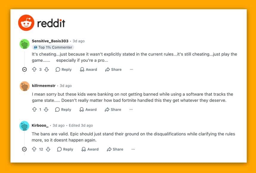 Users on Reddit disagree with Fortnite's decision to apologize about the disqualification, saying the players were indeed cheating
