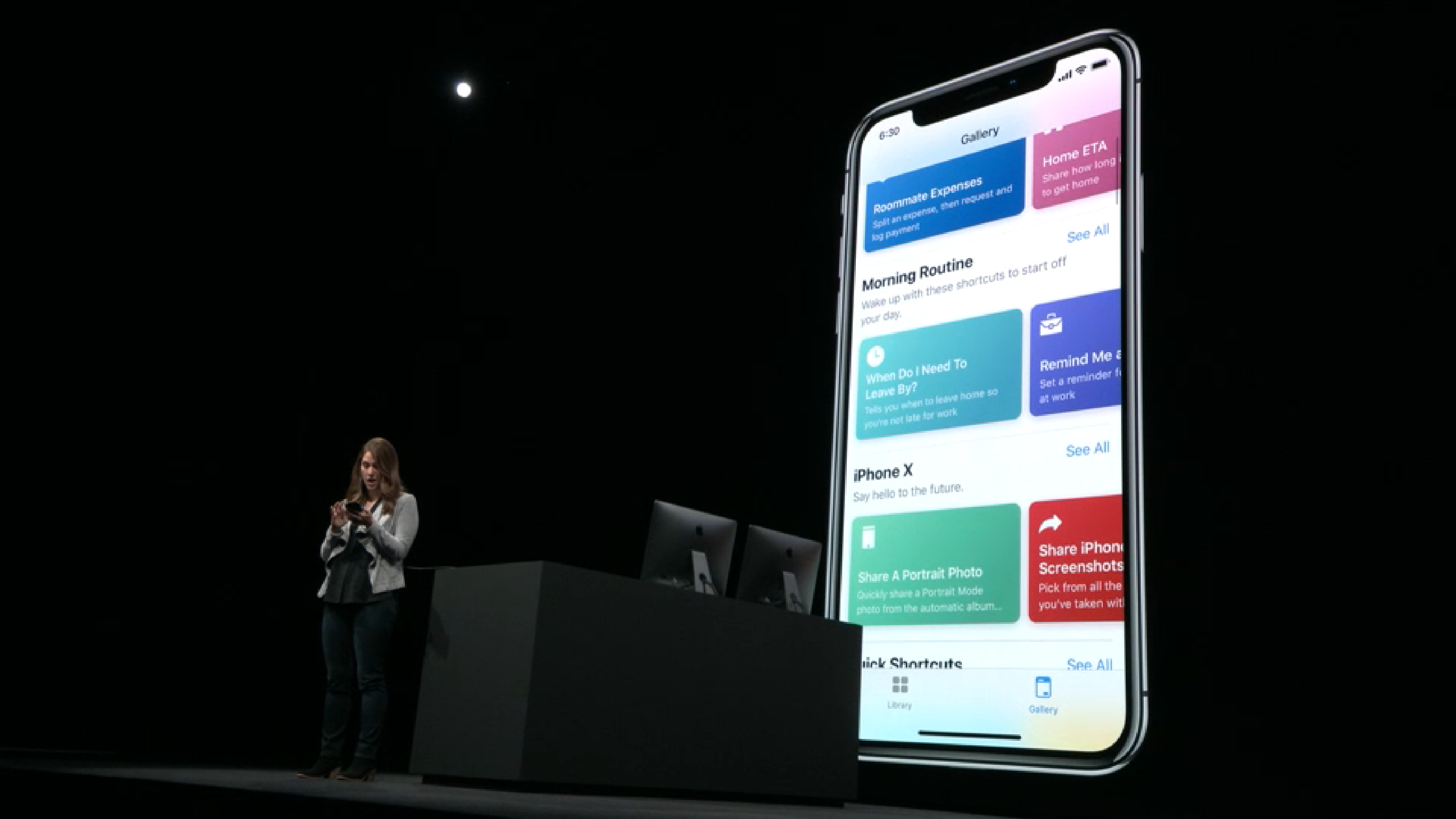 Apple presents the Shortcuts app on iOS at WWDC 2018.