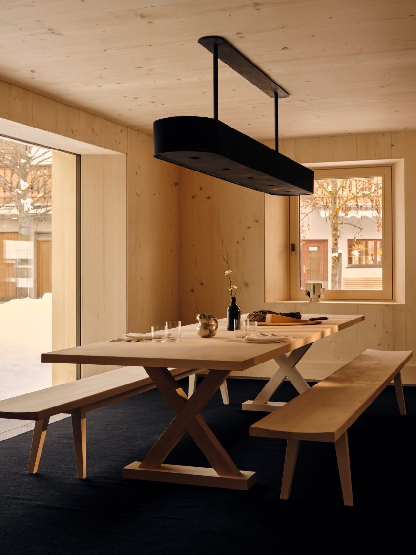 Wood-clad dining room