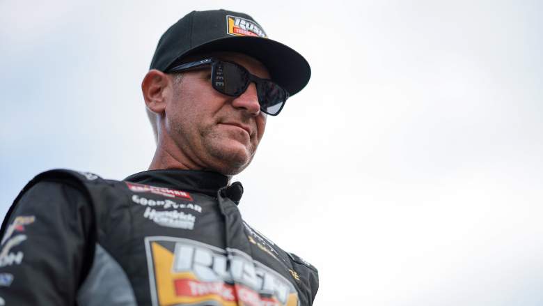 Clint Bowyer walks through driver introductions before a NASCAR Craftsman Truck Series race at Nashville Superspeedway
