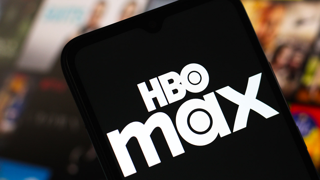 The HBO Max logo is seen displayed on a smartphone screen.