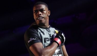 Belgian mixed martial arts fighter Patrick Habirora looks on before the Professional Fighters League Europe (PFL) mixed martial arts welterweight bout with English mixed martial arts fighter Danny Roberts at the ING Arena in Brussels, on July 5, 2025. (Photo by VIRGINIE LEFOUR / Belga / AFP via Getty Images) / Belgium OUT