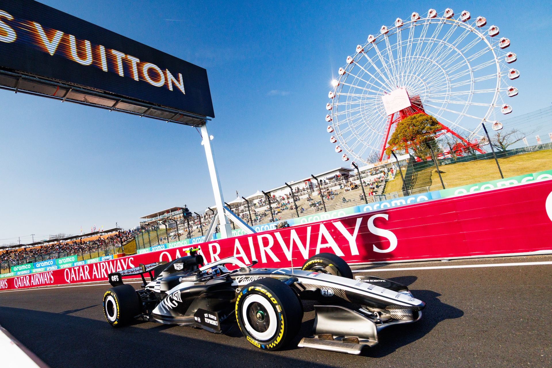 SUZUKA, MIE PREFECTURE, JAPAN - 2026/03/27: Valtteri Bottas of Finland drives the (77) Cadillac Formula 1 Team CA01 during practice session two ahead of the F1 Grand Prix of Japan at the Suzuka Grand Prix Circuit in Suzuka. (Photo by George Hitchens/SOPA Images/LightRocket via Getty Images)