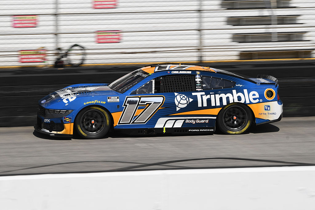 BRISTOL, TN - APRIL 12: Chris Buescher (#17 RFK Racing Trimble Ford) races down the front stretch during the running of the NASCAR Cup Series Food City 500 on April 12, 2026, at Bristol Motor Speedway in Bristol, TN.