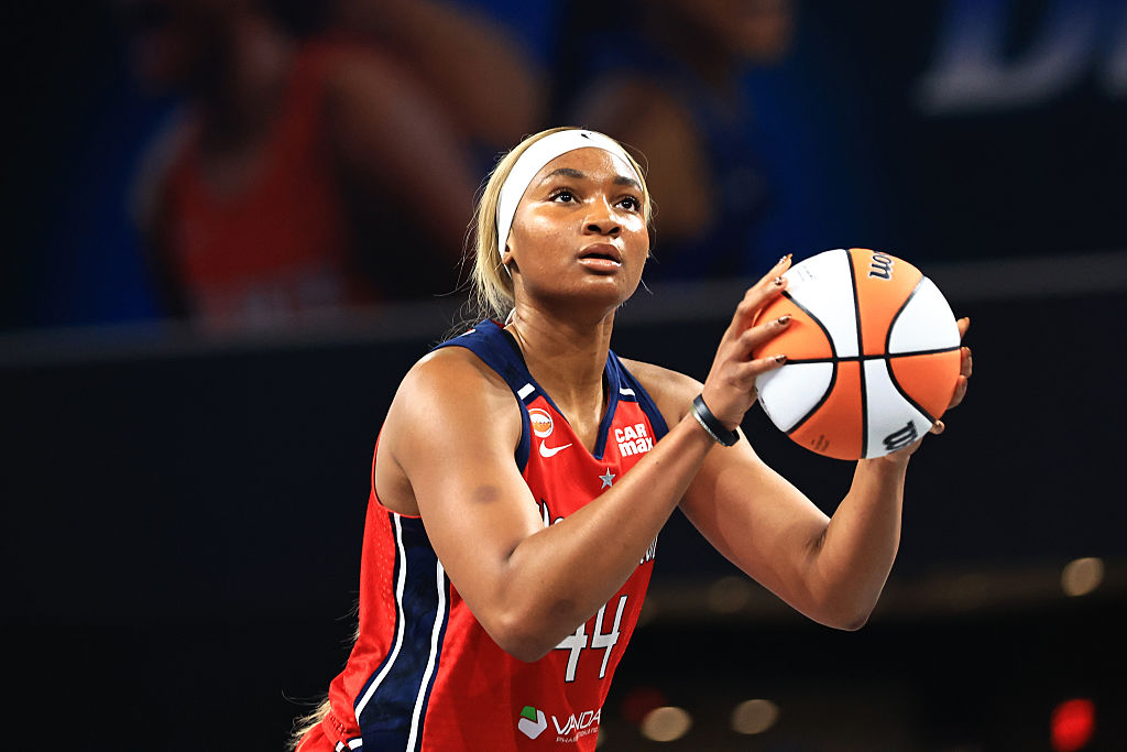 ATLANTA, GA - MAY 3: Kiki Iriafen #44 of the Washington Mystics free throw during the game against the Atlanta Dream on May 3, 2026 at Gateway Center Arena at College Park in Atlanta, Georgia. NOTE TO USER: User expressly acknowledges and agrees that, by downloading and or using this photograph, User is consenting to the terms and conditions of the Getty Images License Agreement. Mandatory Copyright Notice: Copyright 2026 NBAE (Photo by Joe Boatman/NBAE via Getty Images)