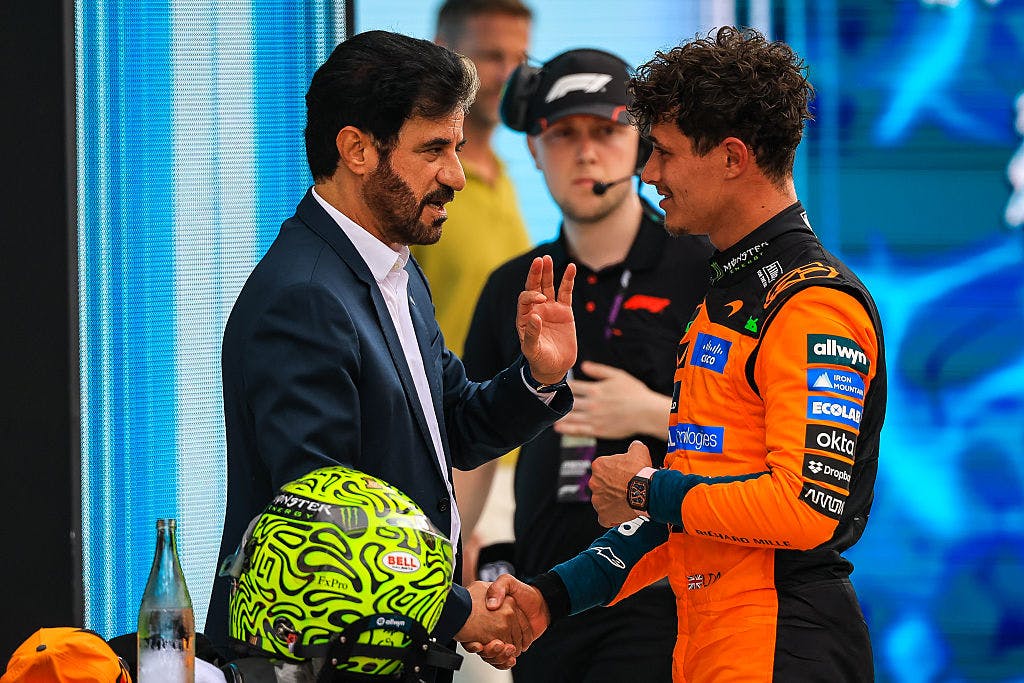 FIA president Mohammed Ben Sulayem and Lando Norris