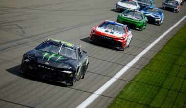 WATKINS GLEN, NEW YORK - MAY 10: Ty Gibbs, driver of the #54 Monster Energy Toyota, drives during the NASCAR Cup Series Go Bowling at The Glen at Watkins Glen International on May 10, 2026 in Watkins Glen, New York. (Photo by Sean Gardner/Getty Images)