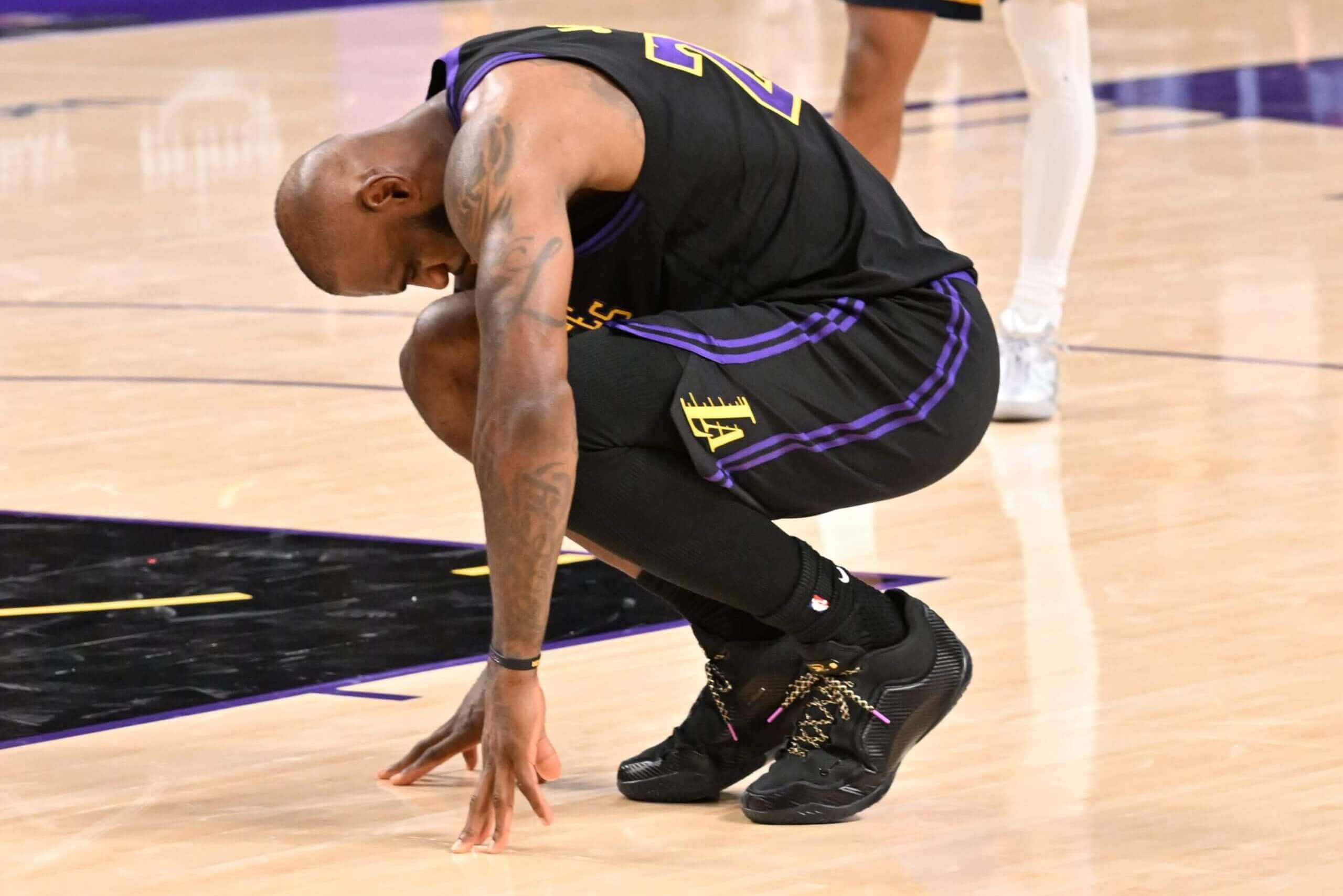 LeBron James reacts during a playoff game against Oklahoma City.
