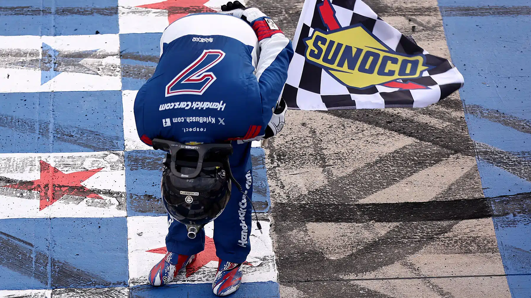 Kyle Busch, driver of the #7 HendrickCars.com Chevrolet, takes a bow after winning the NASCAR Craftsman Truck Series ECOSAVE 200 at Dover Motor Speedway on May 15, 2026