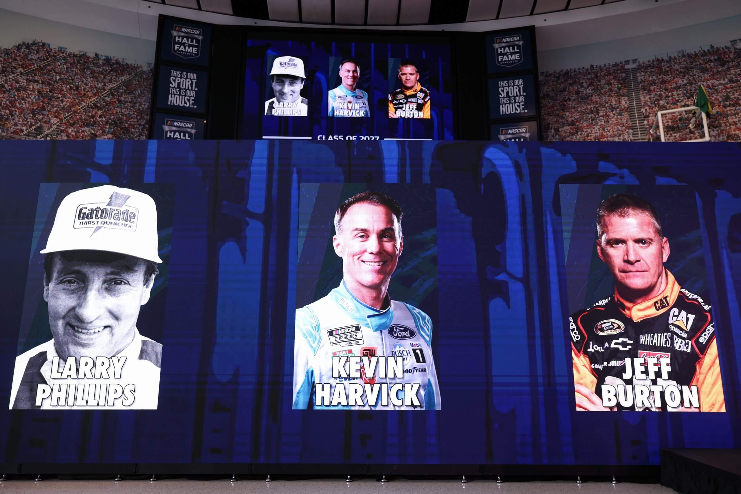 Larry Phillips, Kevin Harvick and Jeff Burton