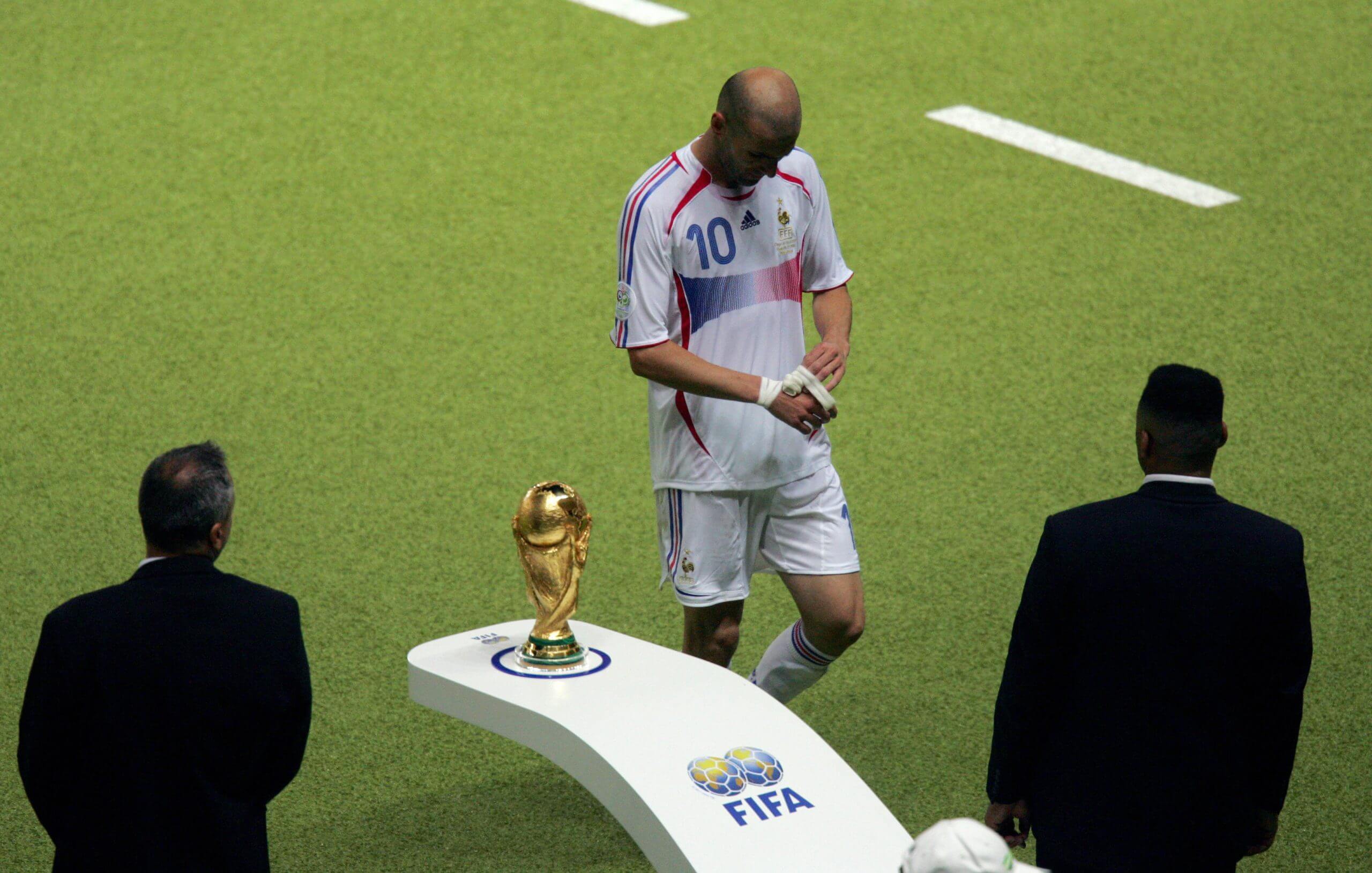 Zinedine Zidane trudges past the World Cup after being sent off in the final