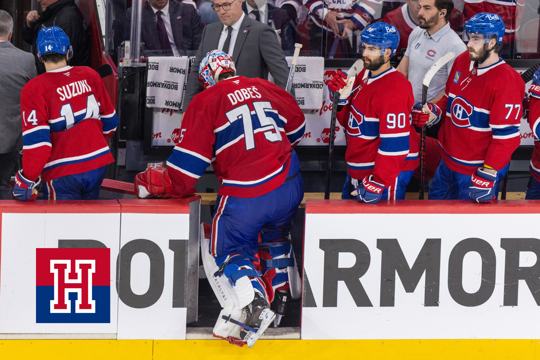 Canadiens' Jakub Dobes steps off the ice after his team's 4-0 defeat to the Carolina Hurricanes in Game 4 in Montreal on Wednesday.