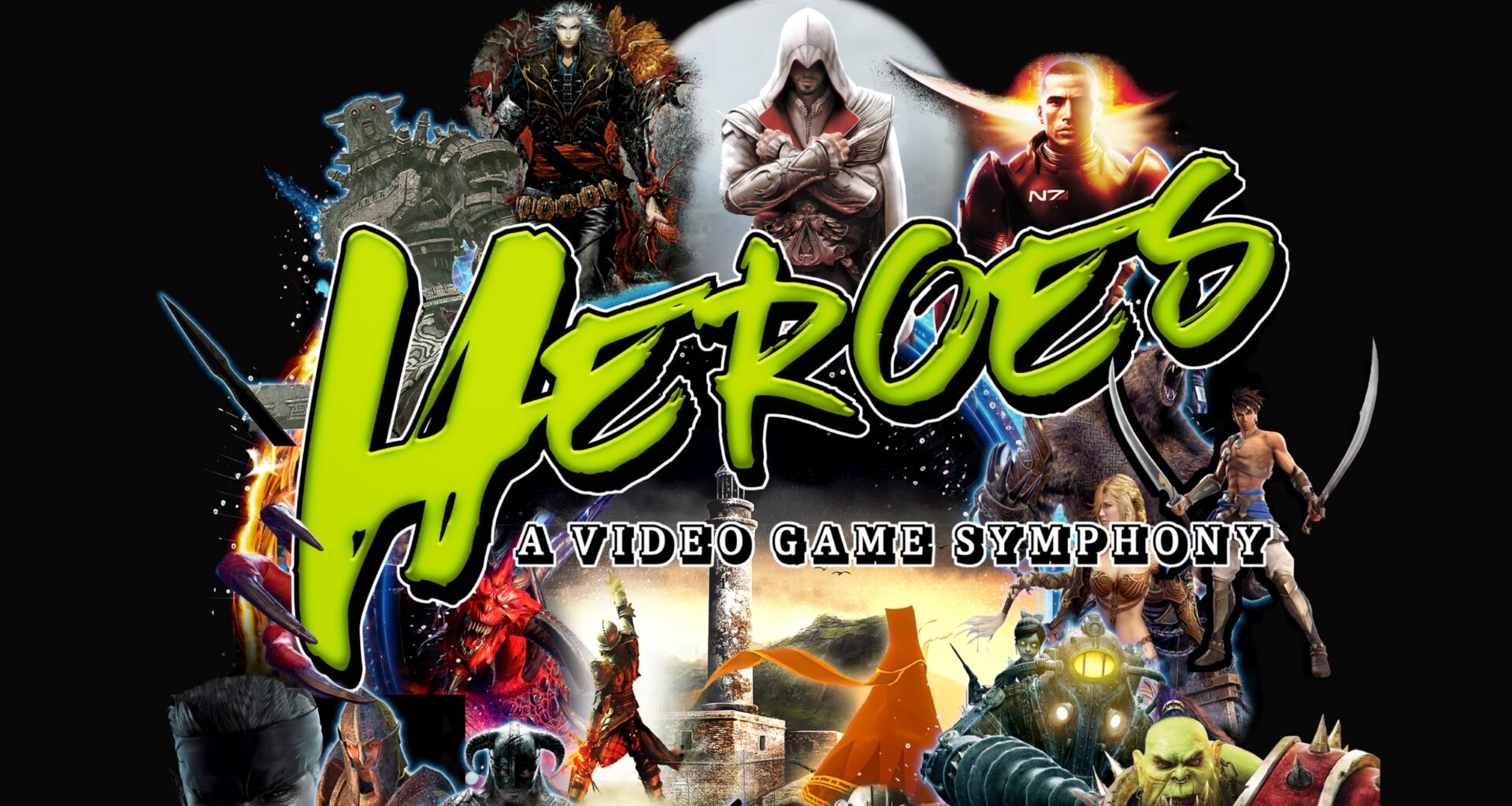 LEGO Rock Band video game cover with a neon green LEGO ROCKS logo and a collage of hero characters surrounding it, bold and colorful.