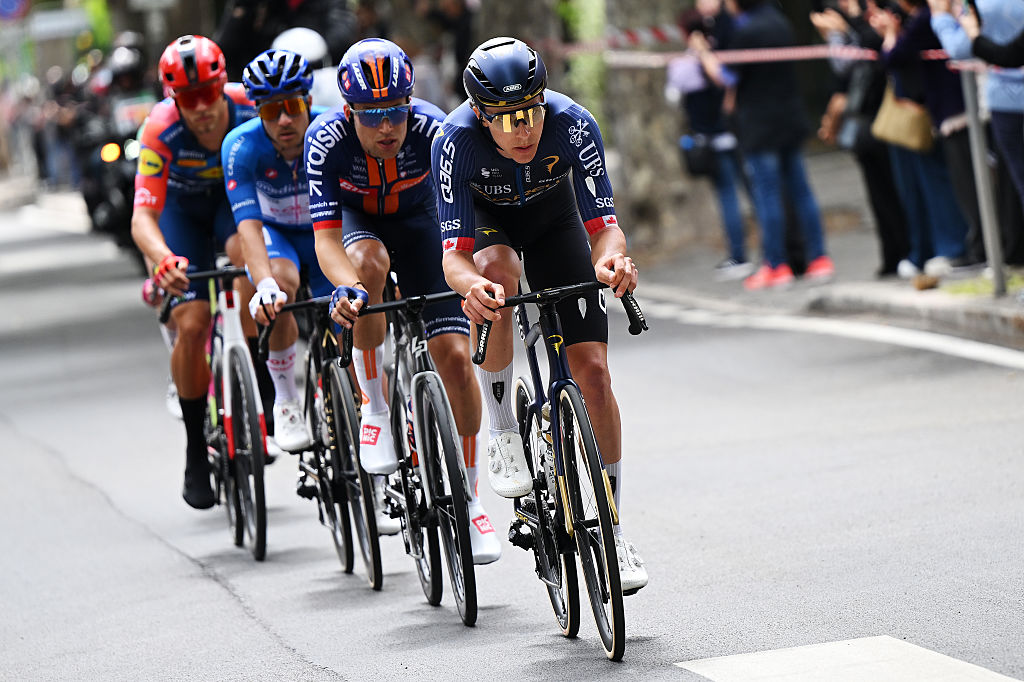 Nickolas Zukowsky of Canada and Team Pinarello Q36.5 Pro Cycling leads the breakaway during the 109th Giro d'Italia 2026 Stage 7