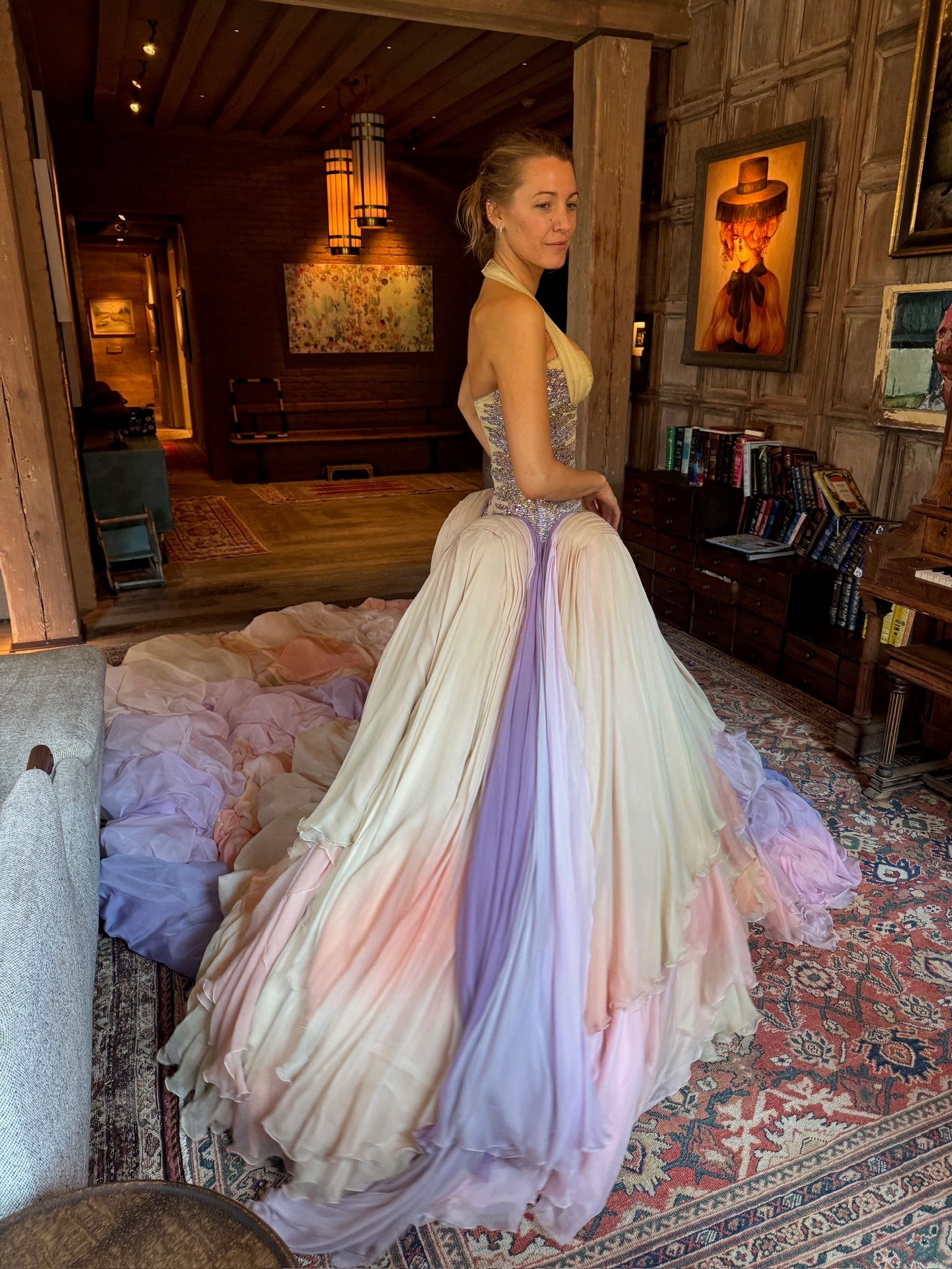 Image may contain Blake Lively Clothing Dress Formal Wear Fashion Gown Person Wedding and Wedding Gown