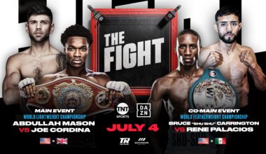 Abdullah Mason vs. Joe Cordina, Carrington On July 4 on TNT and DAZN