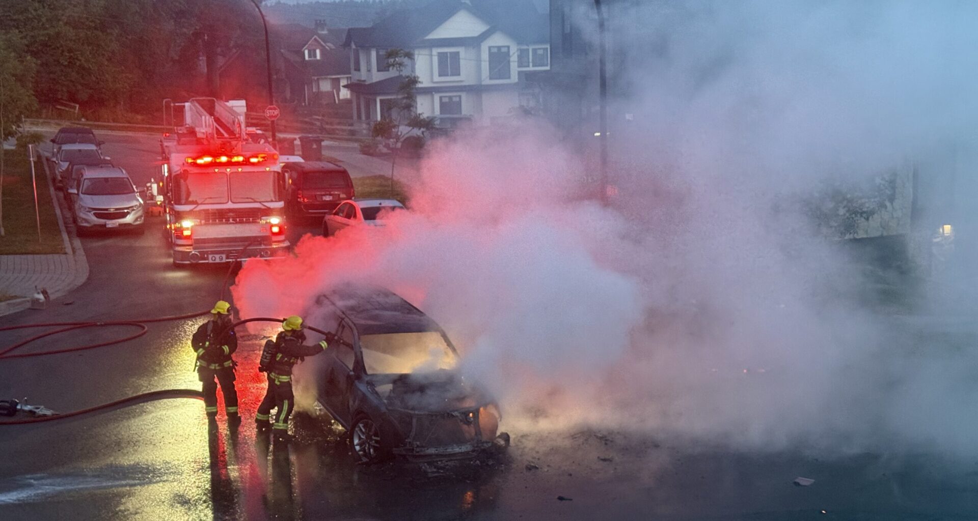 Car fire resulting in explosion in Newton Sunday morning