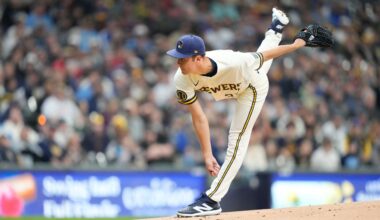 Milwaukee Brewers pitcher Jacob Misiorowski throws during the first inning of an opening-day baseball game against the Chicago White Sox, Thursday, March 26, 2026, in Milwaukee.