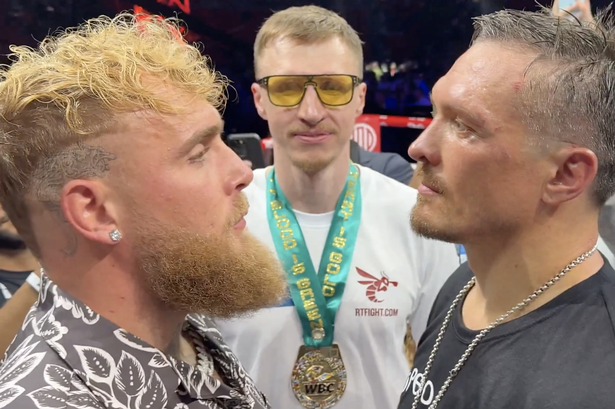Jake Paul and Oleksandr Usyk facing off