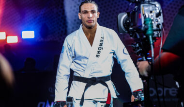 Kade Ruotolo enters the ring wearing his gi