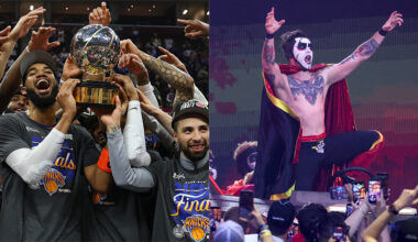 Knights with their trophy and Danhausen