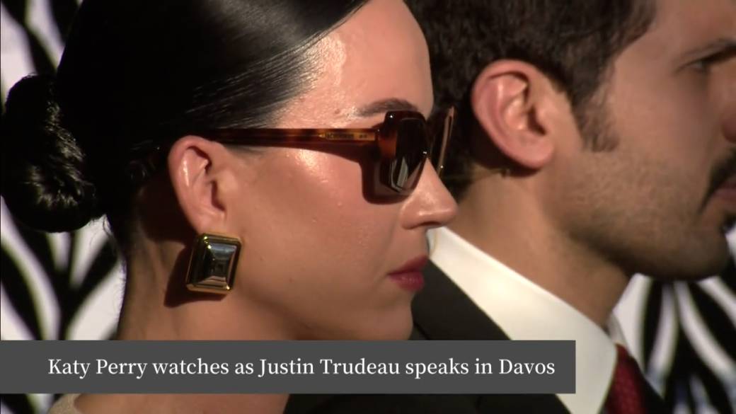 Click to play video: 'Katy Perry watches Trudeau gives speech on ‘soft power’ at WEF'