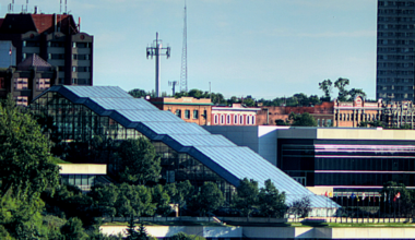 Exterior photo of the Edmonton Convention Centre