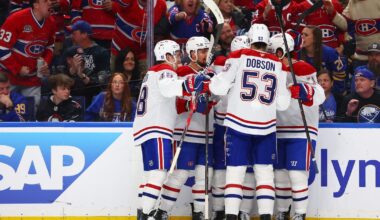 Alex Newhook scores two as Montreal Canadiens rout Buffalo Sabres in Game 2 to even second-round series