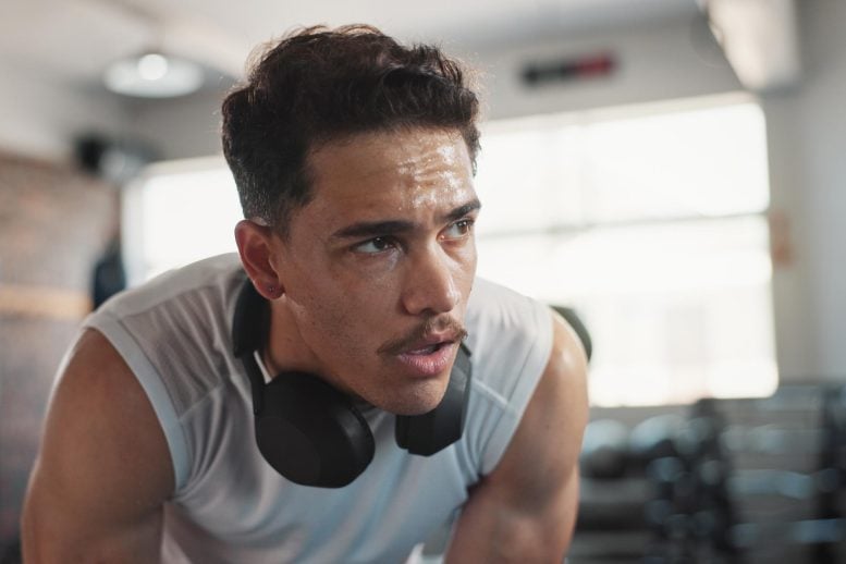 Man Sweating Intense Workout Cardio Fitness