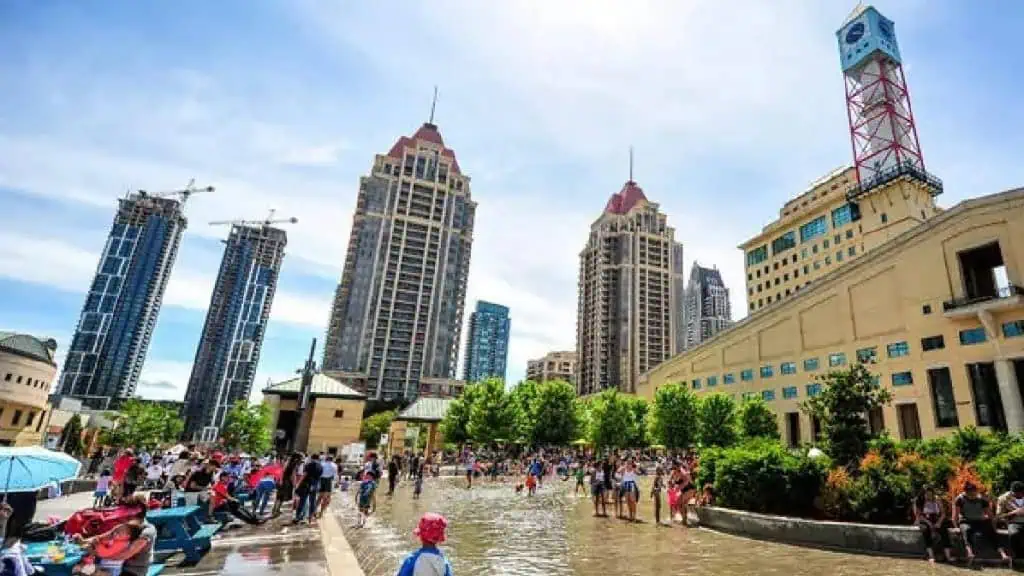 splash pads and celebration square fountain open for summer in mississauga.