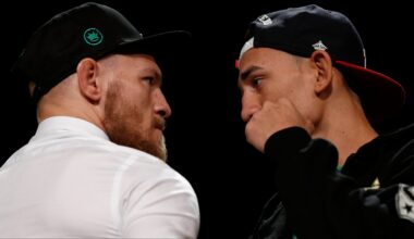 Conor McGregor and Max Holloway face off at a press conference