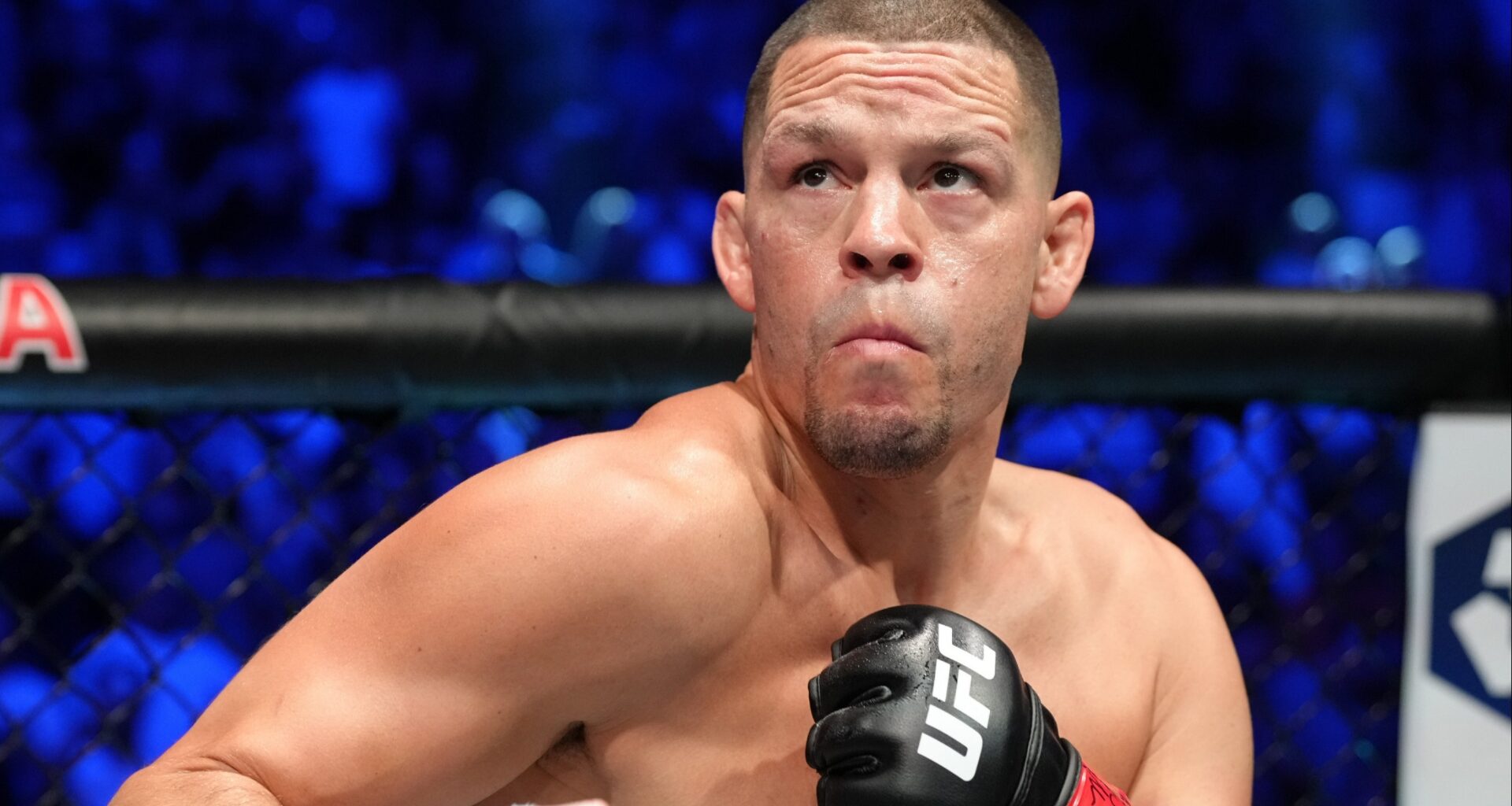 Nate Diaz enters the Octagon for his fight at UFC 279