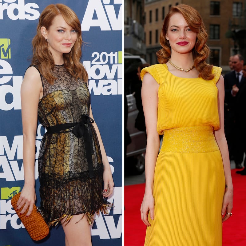 Emma Stone has been best-known as a redhead since the early days of her career. Pictured here in 2011 and 2014.