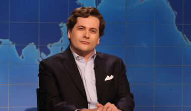 Saturday Night Live Episode 1903 Pictured: (l-r) Jeremy Culhane as Tucker Carlson and anchor Colin Jost during Weekend Update on Saturday, May 9, 2026