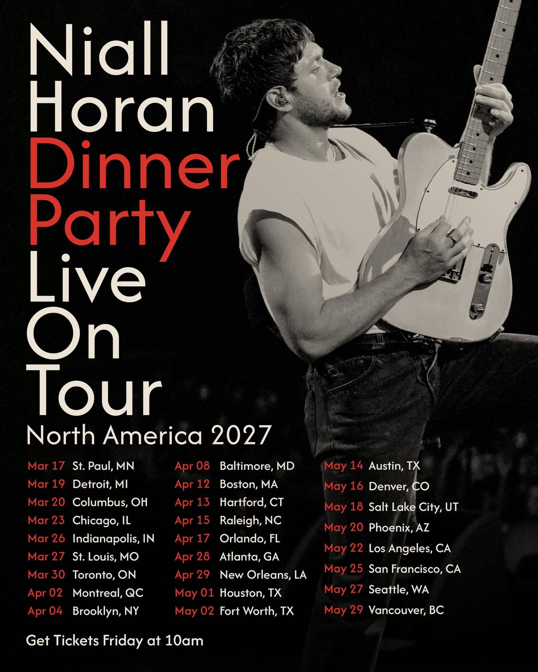 Niall Horan 2027 tour poster