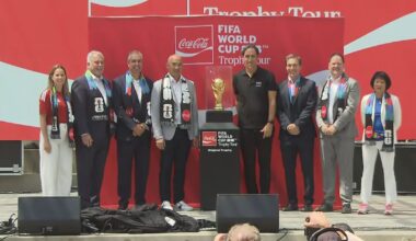 FIFA world cup trophy tour stops at nathan phillips square