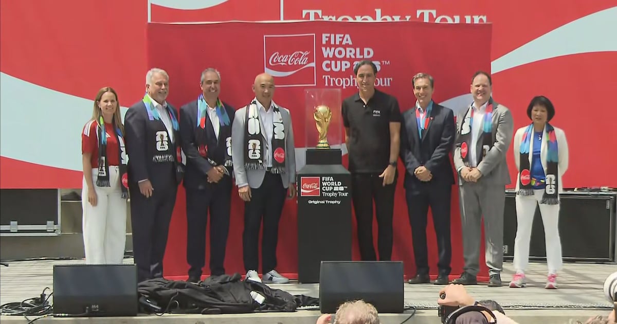 FIFA world cup trophy tour stops at nathan phillips square