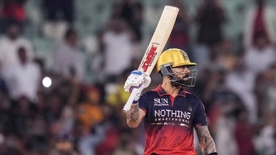 Virat Kohli after his century against KKR. (PTI)