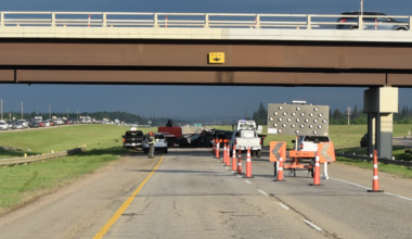 Driver killed after colliding with construction platform on highway west of Edmonton: police