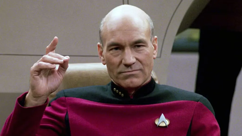 Patrick Stewart as Jean-Luc Picard in Star Trek The Next Generation
