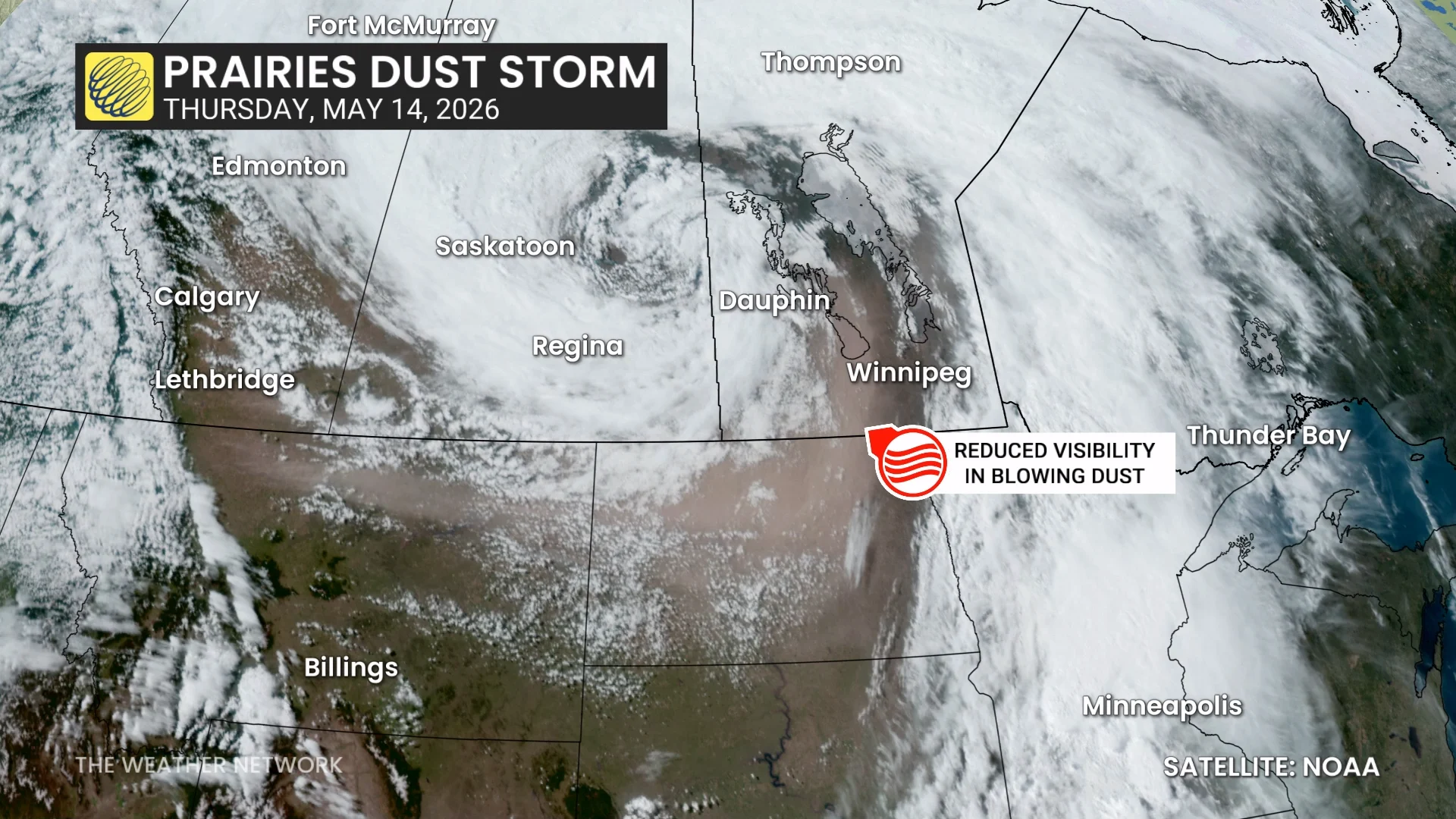 Prairies Dust Storm Satellite May 14 2026