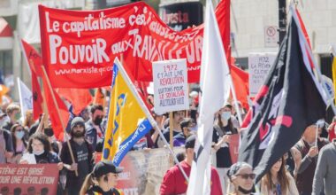 Group defends using guillotine to ‘decapitate’ labour minister at Montreal protest