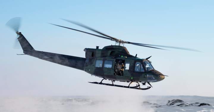 Military helicopter flyover taking place in Edmonton during fallen EMS memorial - Edmonton