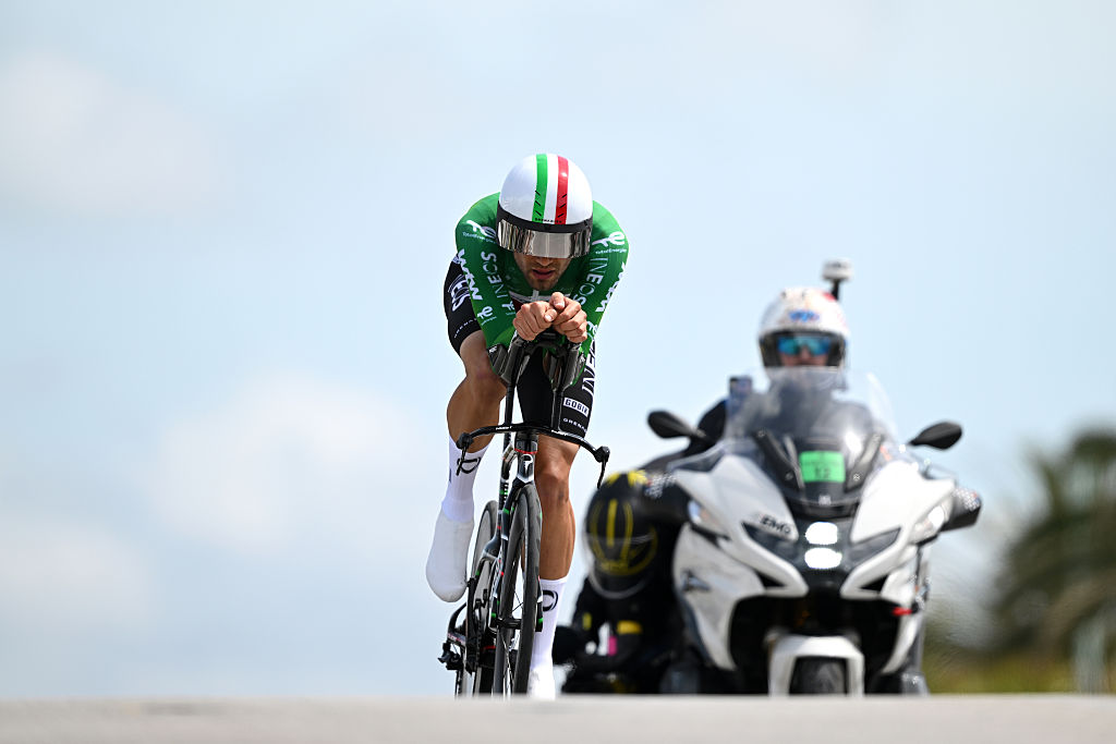 MASSA, ITALY - MAY 19: Filippo Ganna of Italy and Netcompany INEOS Cycling Team competes during the 109th Giro d&amp;apos;Italia 2026, Stage 10 a 42km individual time trial stage from Viareggio to Massa / #UCIWT / on May 19, 2026 in Massa, Italy. (Photo by Dario Belingheri/Getty Images)
