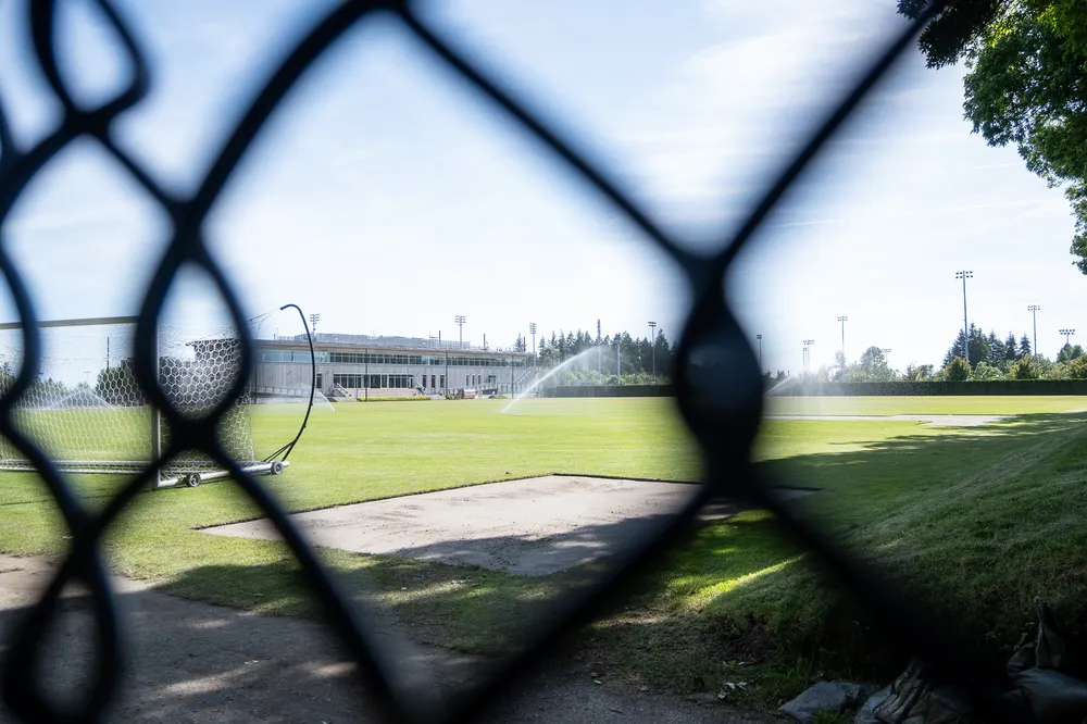 A look through the chain link fence at the NSDC